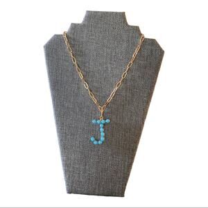 J Initial Charm Gold Link Necklace Choker NEW